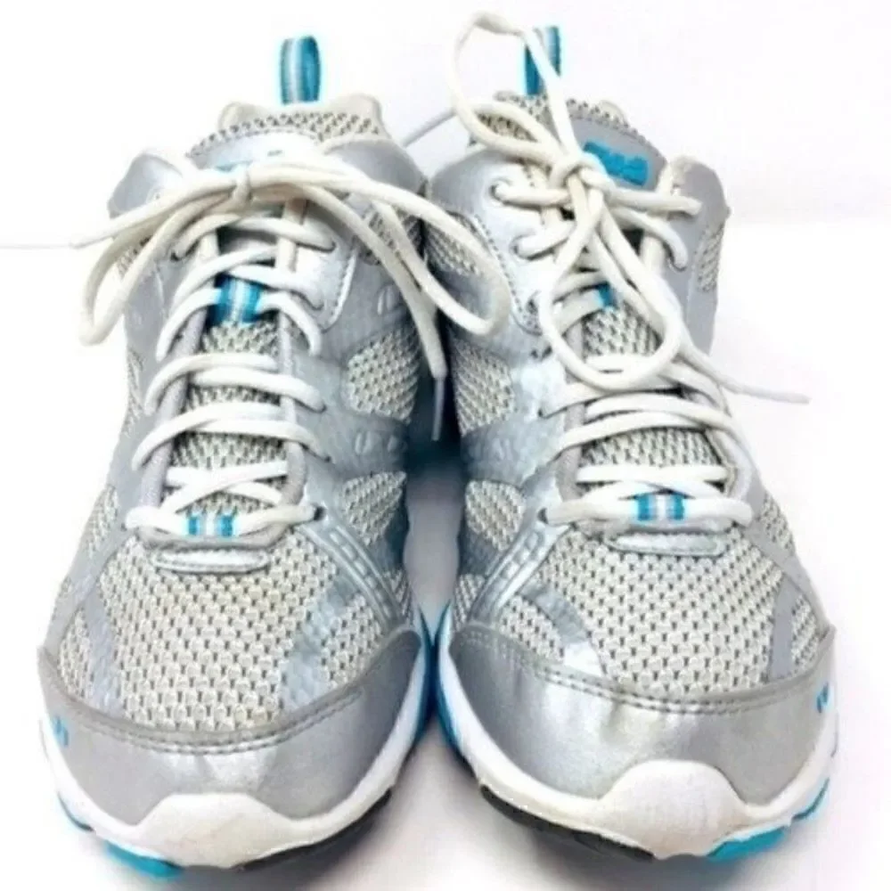Ryka Enhance 2 gray silver and blue lace up sneakers 7.5 BoxC vintage style